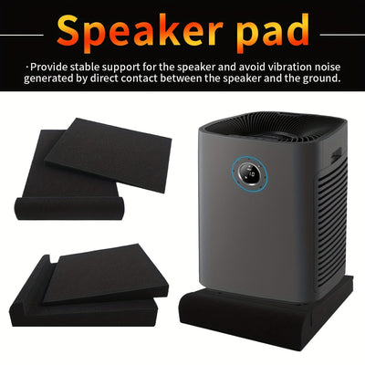 Un par de almohadillas insonorizantes de 27,99 cm × 19,0 cm × 3,99 cm para altavoces, diseñadas para reducir las vibraciones y ecos de los altavoces, lo que ayuda a mejorar la calidad del sonido.
