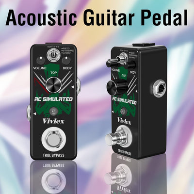 VIVLEX Pedal de Guitarra Acústica True Bypass - Efecto Analógico AC Stage con Modos Piezo/Estándar/Jumbo, Simulador Acústico Alimentado por USB para Grabación en Estudio y Presentaciones En Vivo - Compatible con Guitarra Eléctrica y Violín - Pedalboard C