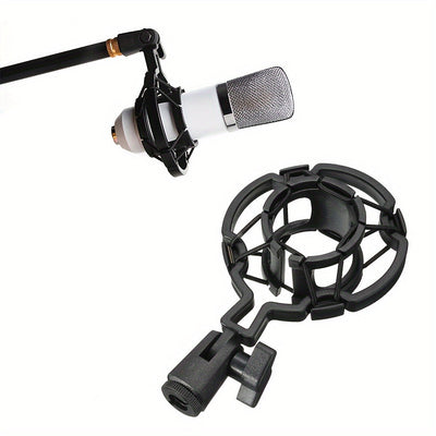 Soporte Antivibratorio Profesional para Micrófono de Condensador Grande - Ajuste Universal, Absorbedor de Impactos, Compatible con Brazo de Micrófono, Ajustable, Construcción Duradera de Plástico - Perfecto para Grabación en Estudio, Podcasting y Transmi