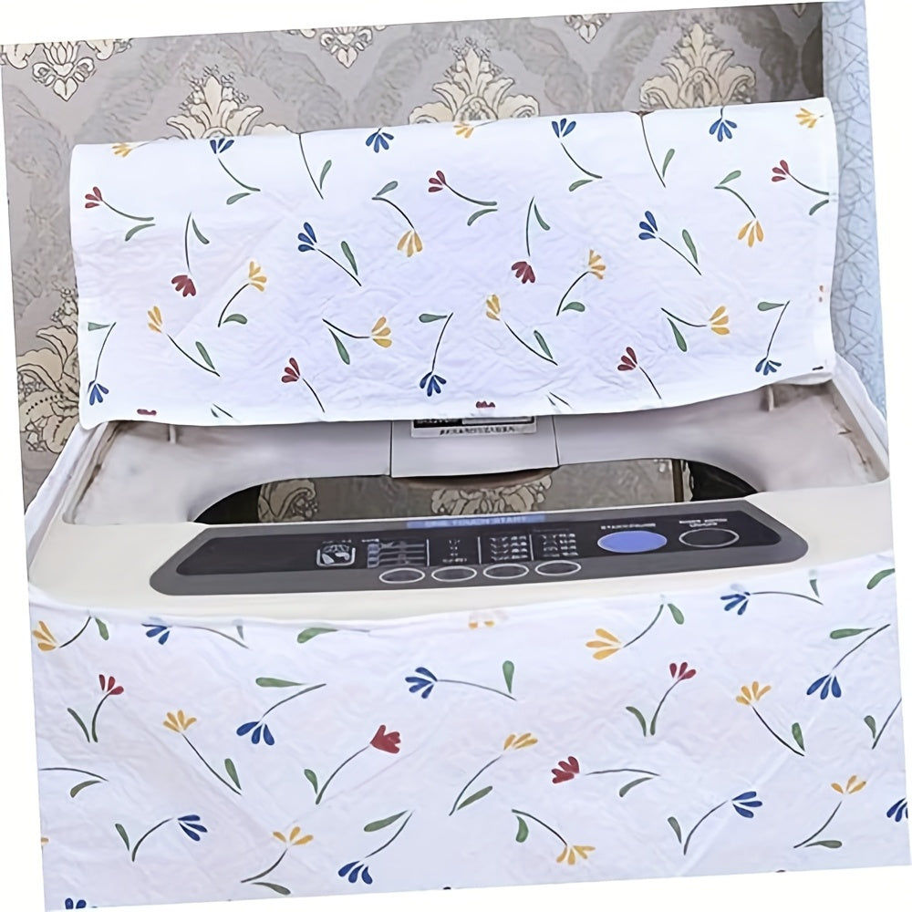 1 unidad, Funda para lavadora de PE | Diseño moderno floral y geométrico | Duradera, no se desvanece, antipolvo | Patrones vibrantes de flores y hojas | Ideal para balcones o espacios habitables | Elegante y portátil | Lavable en la lavadora