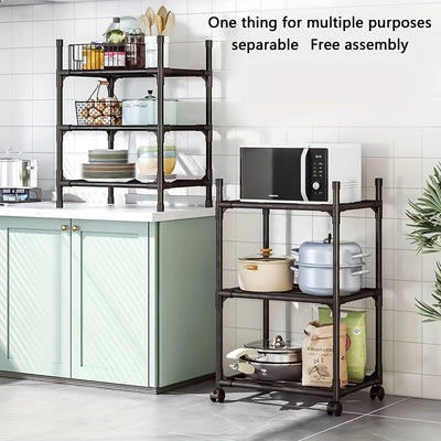 Estante rodante de 6 niveles con ruedas - Organizador ajustable de marco metálico y plástico para cocina, lavandería o dormitorio - Carrito móvil fácil de armar que ahorra espacio