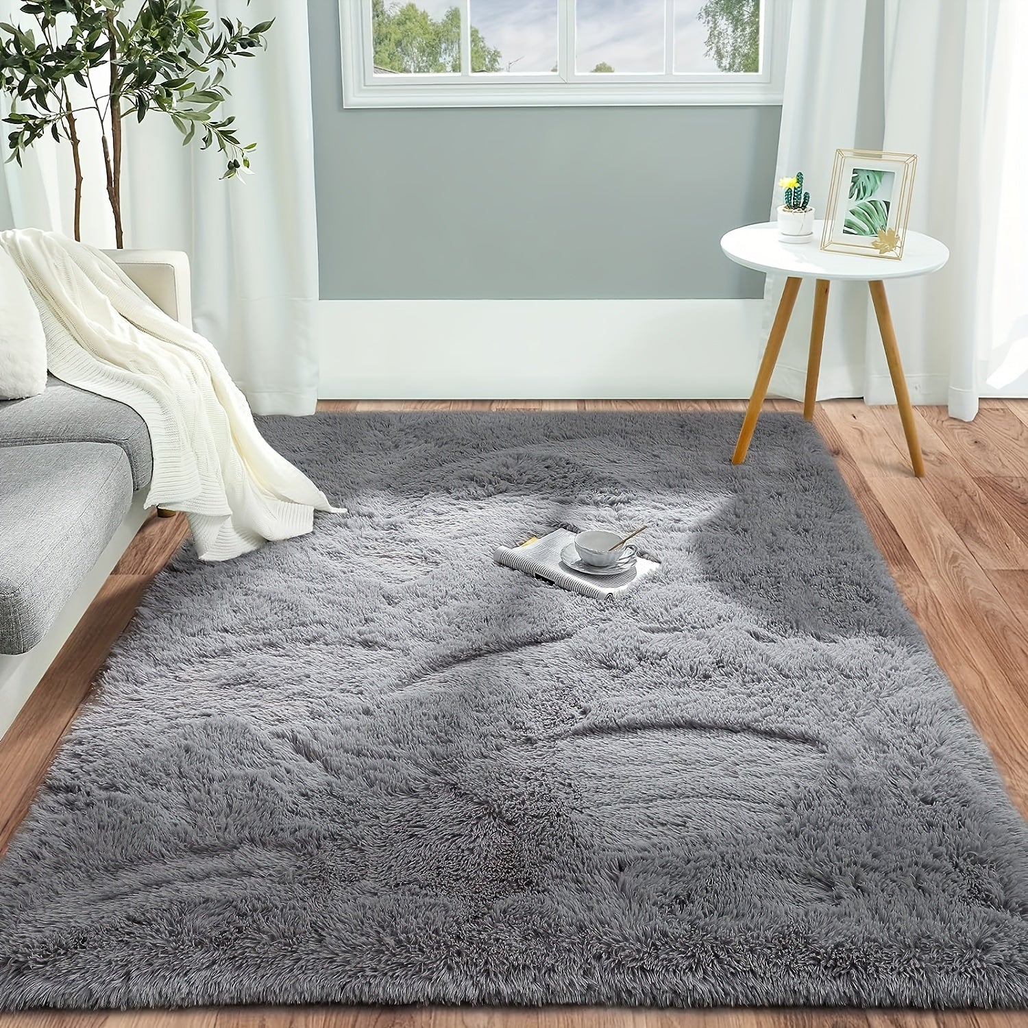 1pc Alfombra De Área De Color Sólido, Lavable A Mano, Alfombra Decorativa Peluda, Encantadora Y Cálida Alfombra Degradada De Color, Adecuada Para Accesorios De Dormitorio, Sala De Estar, Área De Ocio Junto A La Cama