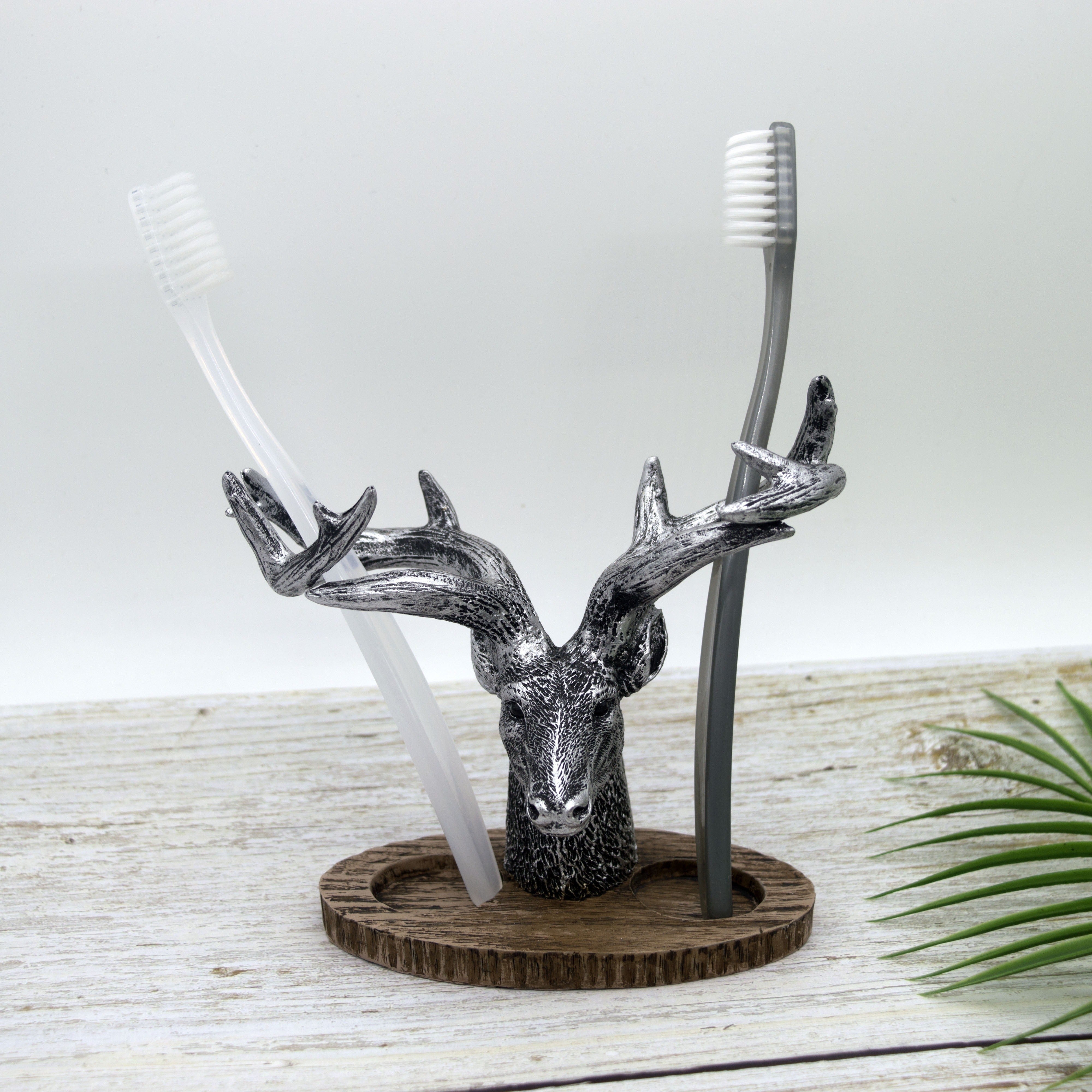 1pc Soporte para cepillos de dientes decorativo de ciervo - Organiza tu baño con estilo, decoración del hogar, muebles para el hogar