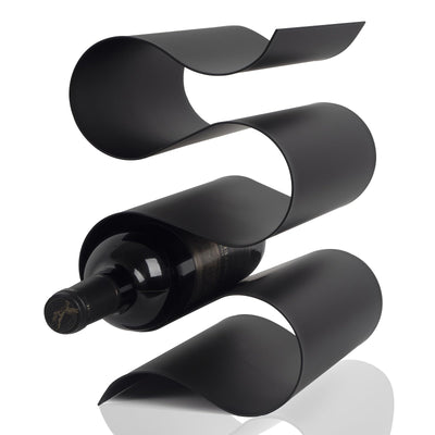 Soporte de Vino Metálico Apilable para Encimera o Armario – Soporte Moderno para Botellas de Vino en Negro y Dorado, Almacenamiento que Ahorra Espacio para Cocina, Bar o Decoración de Despensa