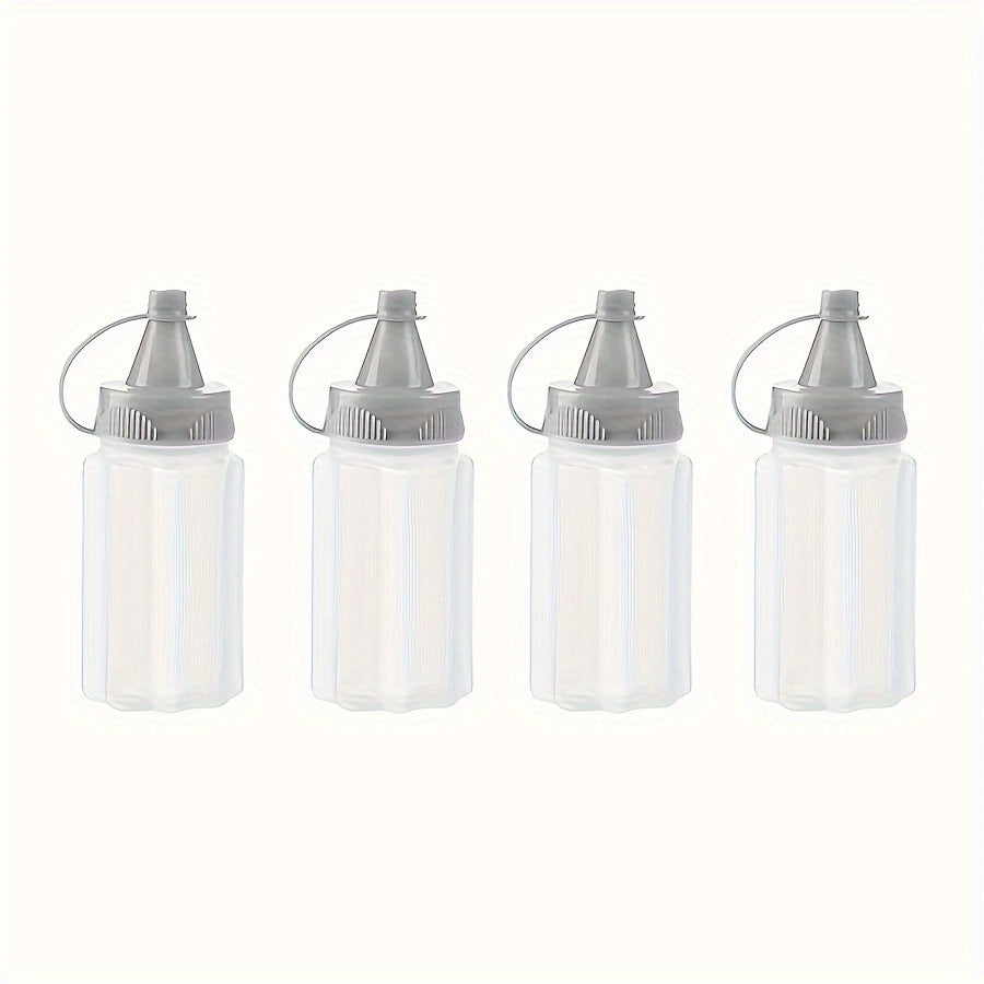 Juego de 4 Botellas Mini para Condimentos con Tapas - Tarros de Especias Portátiles para Cocina, Camping, Picnics, Escuela y Oficina - Plástico Libre de PVC, Forma Ovalada, Almacenamiento de Condimentos