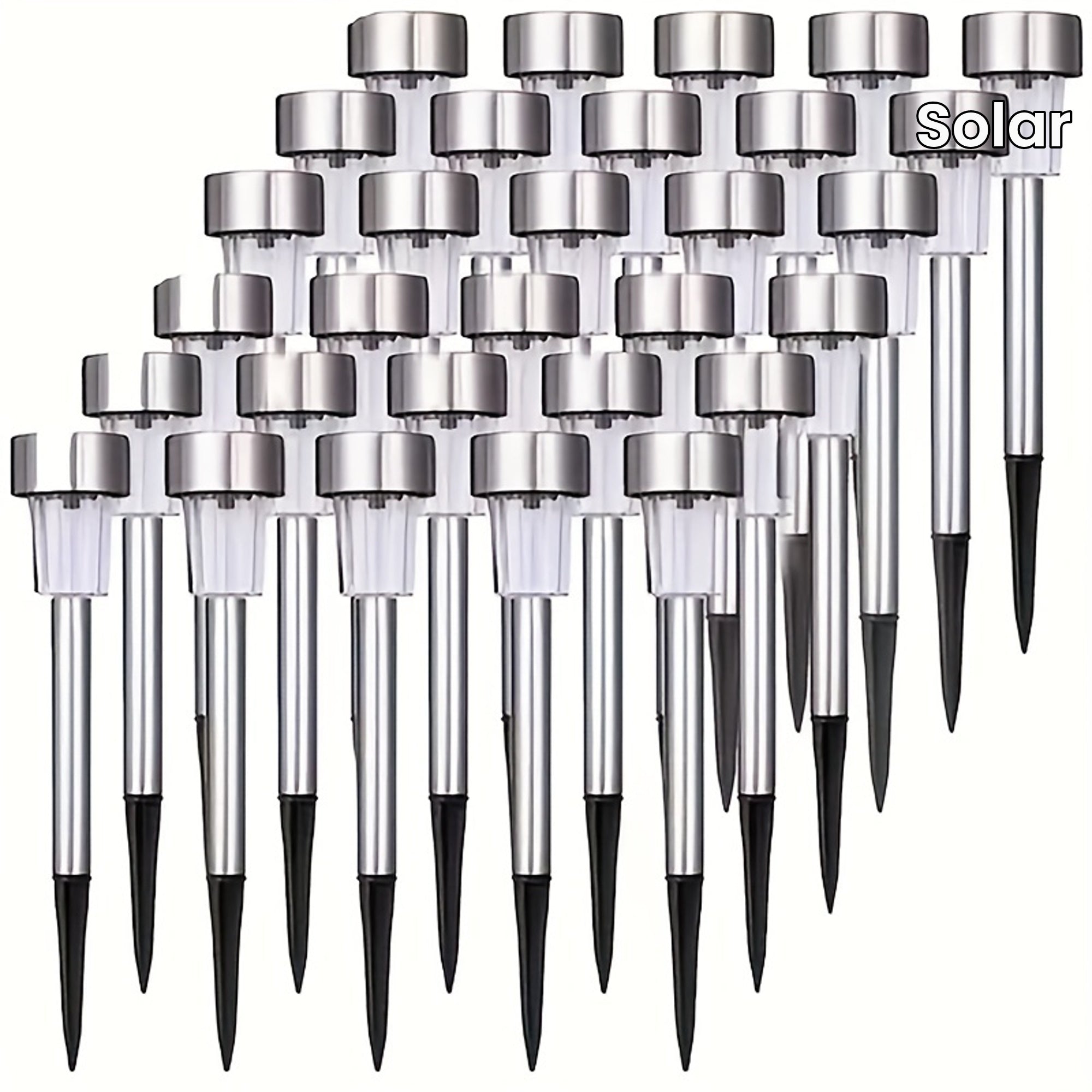 Juego de 10 luces solares LED para exteriores, luces decorativas de acero inoxidable para jardín, césped, camino, terraza, entrada, fiestas, con batería de níquel de 40 mAh, sin control remoto