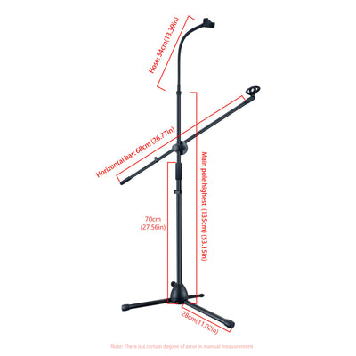 Soporte de Micrófono Metálico Ajustable de Alta Resistencia con Clip para Teléfono - Brazo Boom Plegable de 139.7cm, Base Estable y Diseño Ancho de Bajo Perfil para Karaoke, Actuaciones en Escenario, Podcasts, Estudio en Casa (), Accesorios para Micrófon
