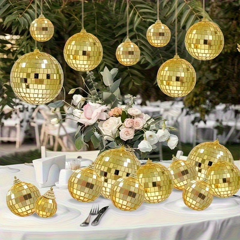 Juego de 15 piezas de esferas de espejo doradas - Tamaños variados, acabado dorado brillante para fiestas, cumpleaños y decoración del hogar - No se necesita electricidad, sin plumas, perfecto para ocasiones festivas, decoración festiva | Adornos brillan