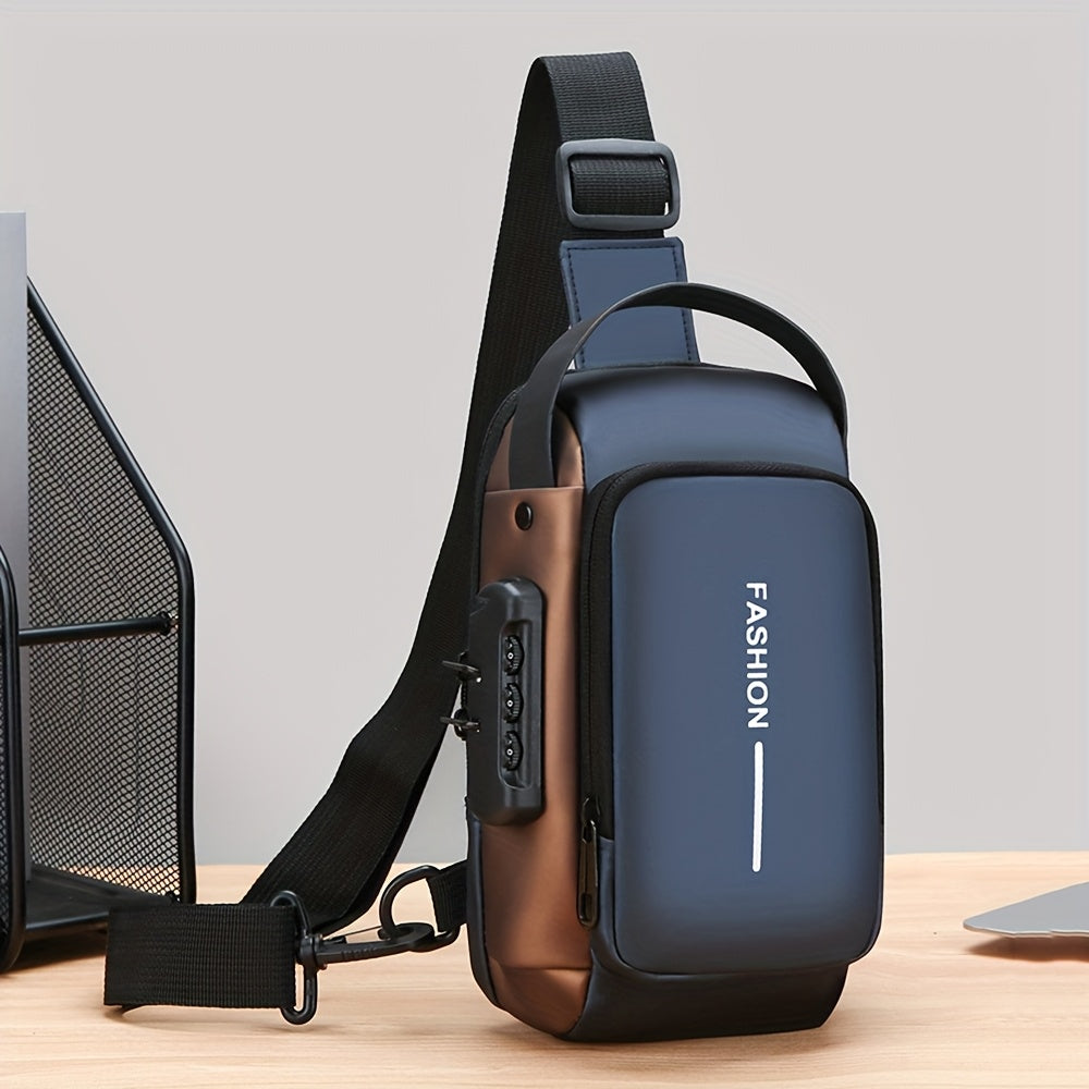 Bandolera Oxford para Hombre - Estilo Motociclista con Bolsillo para Teléfono y Cierre de Cremallera, Ideal para el Día a Día