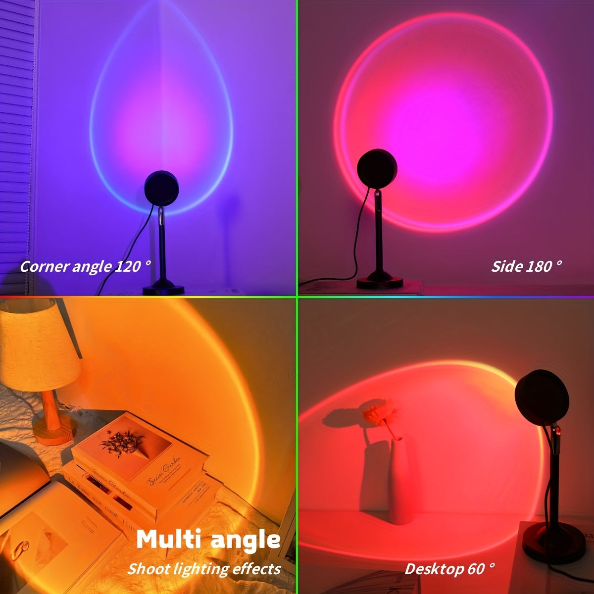 Proyector de Luz LED con Ambiente de Atardecer - 1 pieza con 16 Colores RGB y Control Remoto - Diseño Metálico Moderno, Alimentado por USB, Ideal para Dormitorio y Sala de Estar, Retroiluminación Fotográfica, Camping, Bodas y Celebraciones Festivas, Deco