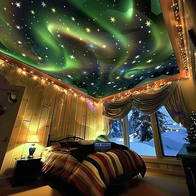 1pz Luz Nocturna de Proyección Cielo Estrellado y Aurores Boreales con Control Remoto, Proyector USB 2-en-1 para Dormitorio, Fiestas, Vacaciones - Decoración de Arte en Plástico Pulido, Sin Pilas Necesarias, Iluminación para Acampar | Diseño Galaxia | Il