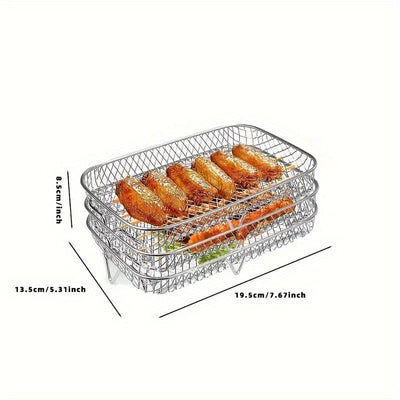 Soporte Rectangular Multifuncional, Estante Apilable para Microondas, Herramienta de Cocina Segura para Contacto con Alimentos, Compatible con la Mayoría de las Freidoras de Aire, Práctico para Cocinar