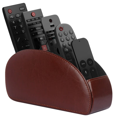 Soporte de control remoto con 5 compartimentos - Caddy de control remoto de piel sintética negra para TV, DVD, Blu-ray, reproductor de medios y control de calefacción, almacenamiento independiente, organizador de escritorio y cajón para almacenamiento en