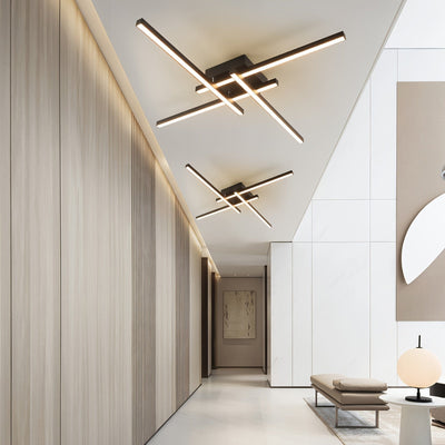 1pc 60.96cm 3000k/4000K/6000K 4-Luz Plafón LED Regulable Iluminación de Techo Negro Lámpara de Techo de Montaje Empotrado para Cocina, Sala de Estar, Dormitorio
