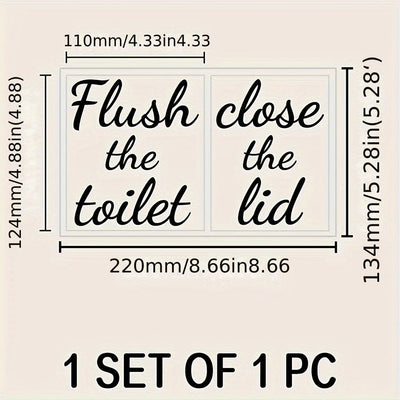 1pc de calcomanía de tapa de inodoro de vinilo - Recordatorio de "Flushing el inodoro, cierre la tapa", señal de baño autoadhesiva reutilizable con características de ornamentación para superficies de plástico