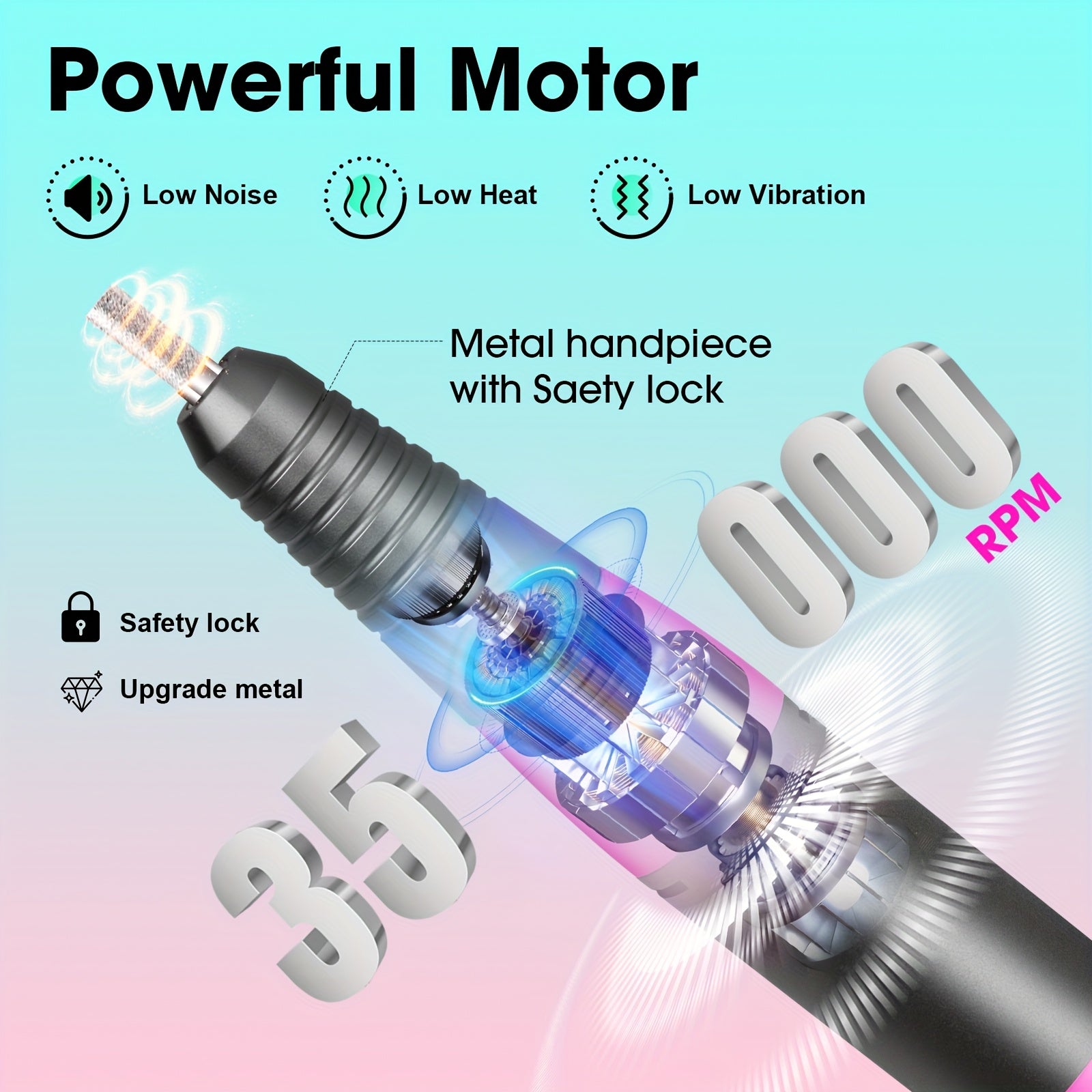 Kit profesional de taladro para uñas 2025, con mango de metal, 38 bandas de lijado, 11 puntas, base soporte y manual, ideal para manicura, pedicura y remoción de esmalte en gel, en casa o salón