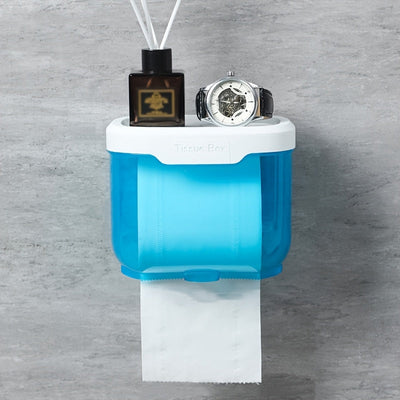 1pc Soporte de Papel Higiénico Impermeable para Montar en la Pared con Cajón - Adhesivo, No Necesita Batería, Ideal para la Organización del Baño y Esenciales de Limpieza