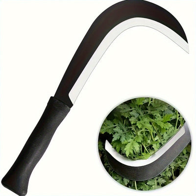 Horquilla de jardín de acero al carbono resistente con mango metálico - deshierbador, podadora y trituradora manual. Ideal para céspedes, jardines y cosecha. Duradera, sin necesidad de electricidad, perfecta para recortar, desmalezar y cortar en el huert