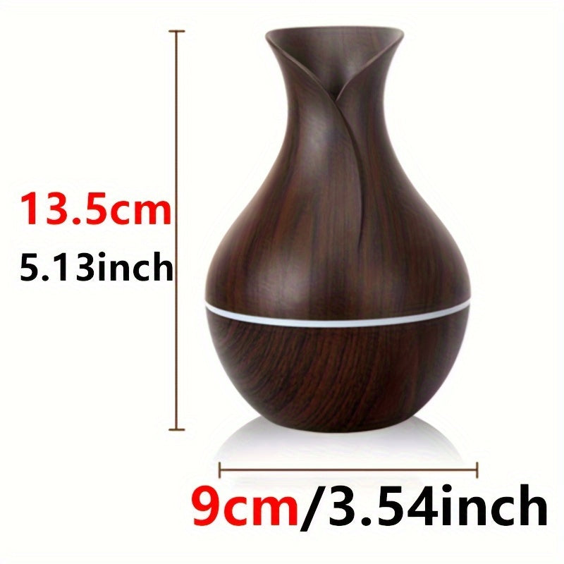 1 Pieza, Difusor De Aceites Esenciales De Grano De Madera Hueca Con Luz LED De 7 Colores Y Luz Nocturna, Diseño De Techo Estrellado, Apagado Automático, Súper Silencioso, Adecuado Para Oficina, Hogar Y Dormitorio, Humidificador De Niebla Fría Mini USB Pe