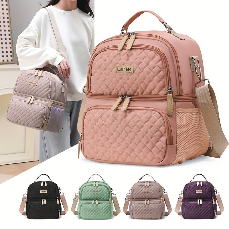 NnBag. Nuevo bolso de almuerzo portátil de gran capacidad, aislado y fresco, para producidos, para picnic al aire libre, camping, crossbody, hombro, hombro único, sin contacto con alimentos.