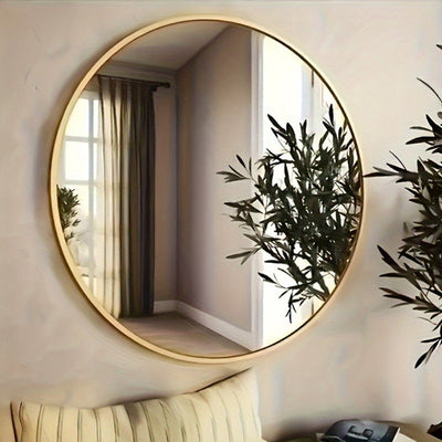 Espejo de Pared Redondo de 15.7 Pulgadas | Alta Definición, Marco Delgado | Versátil en Negro o Dorado | Estilo Minimalista Moderno para Baño y Sala de Estar | Fácil Instalación