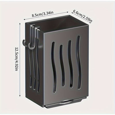 Soporte para utensilios de cocina, organizador de utensilios de cocina montado en la pared, bandeja de drenaje y gancho, tenedor, cuchara, cuchillo, palillos para palillos