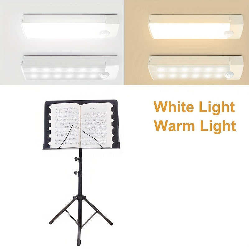 AIWELLKAY Tira de Luz LED Escénica - Doble Color Blanco y Cálido, Iluminación Recargable USB Inalámbrica con Sensor de Movimiento para Instrumentos Musicales, Decoración del Hogar, Barra de Luces para Escenarios, Diseño Elegante, Construcción Duradera, L