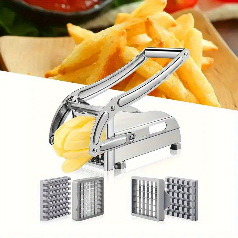 1 Juego de Utensilios de Cocina Multifuncionales de Acero Inoxidable, Material Ultra Afilado con Pies Antideslizantes, Incluye Cortador de Papas, Cortador de Papas Francesas, Picadora de Verduras y Cebolla, Adecuado para Uso Doméstico, Comercial, BBQ, Co