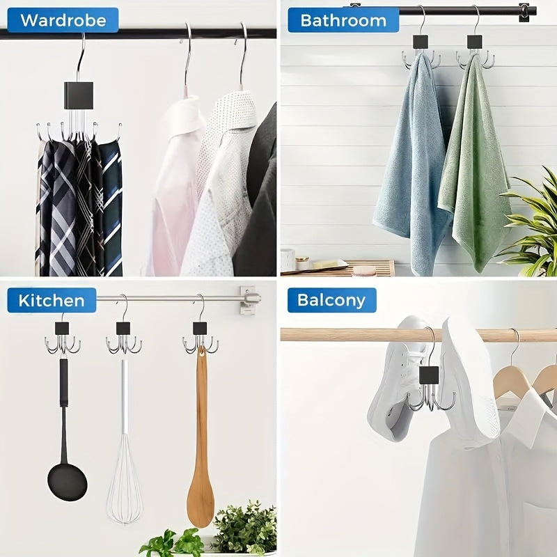 [Giratorio Acero Inoxidable Perchero 360°] Perchero Giratorio de Acero Inoxidable 360° - 1 pza Organizador Metálico Duradero para Cinturones, Bufandas, Corbatas con Múltiples Ganchos - Ahorra Espacio, Ideal para Armario, Hogar, Almacenamiento en Dormitor