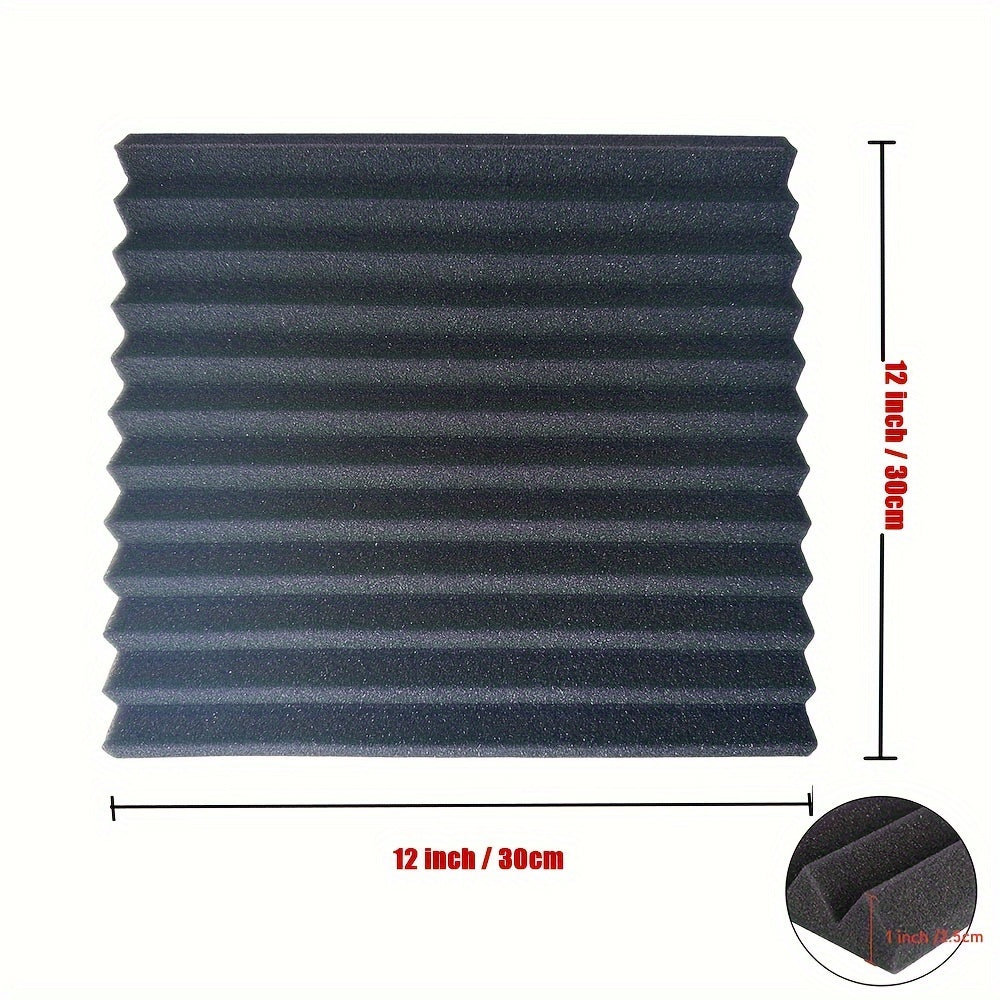 102 piezas, 12" x 12" x 1" Espuma de aislamiento acústico negro nano adhesivo para grabación y cine en casa - Mejora la calidad del sonido, reduce los ecos, perfecto para sistemas de sonido modernos, espuma de aislamiento acústico.