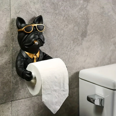 Soporte para papel higiénico de perro adorable, portarrollos creativo para baño, sin necesidad de taladrar, 1 unidad