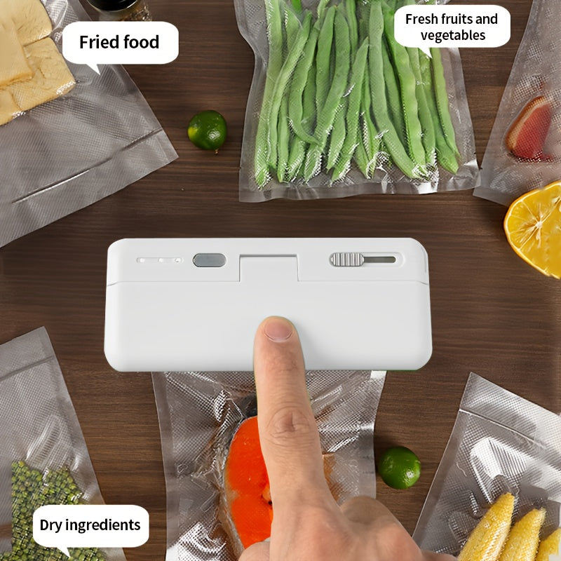 Selladora doméstica pequeña, selladora de snacks, pinza selladora a prueba de humedad, selladora portátil micro para bolsas plásticas - Selladora manual recargable USB con batería de litio incorporada, regalo de cumpleaños, regalo de Halloween, blanca