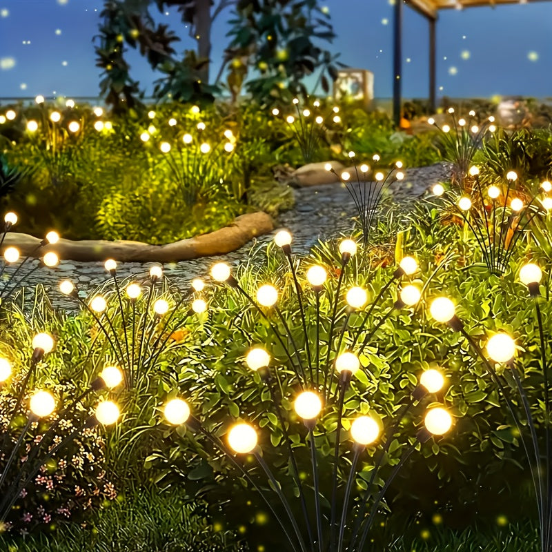 Luces solares de jardín LED, luces solares exteriores IP44, luces solares tipo luciérnaga, luces solares oscilantes para decoración de terraza y pasillo del jardín (blanco cálido)