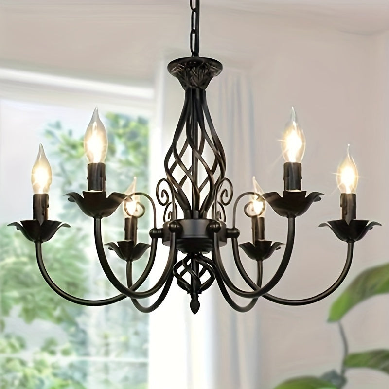 Luz de techo colgante estilo granja con vela, lámpara colgante rústica e industrial para el techo, luz colgante vintage para dormitorio, pasillo, cocina, comedor y barra del vestíbulo, base de bombilla negra mate E14 (bombilla no incluida)