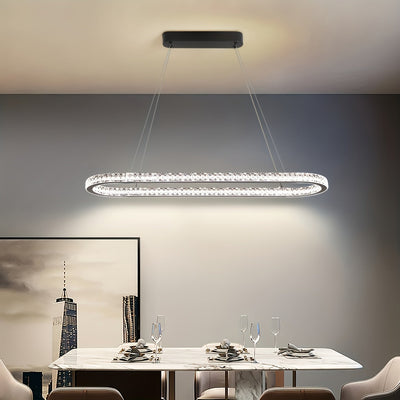 Linterna Colgante para Comedor, Luz de Mesa con LED, Lámpara Suspendida para Sala de Estar y Cocina, Diseño Ovalado Moderno, Araña para Oficina o Café