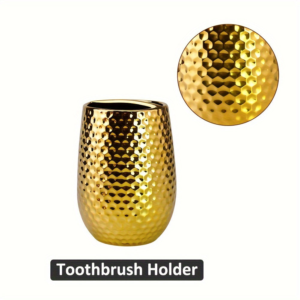 Juego de 4 piezas de accesorios de baño, incluyendo dispensador de agua para maquillaje, recipiente para jabón, vaso y soporte para cepillo de dientes, adecuado para decoración de baño