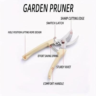 Paquete de 1 Tijeras de Poda Profesionales con Cuchillas de Acero Inoxidable y Mangos Ergonómicos - Cortaúñas Manuales para Bonsái, Huerto, Jardinería Exterior (Amarillo), Tijeras de Podar para Jardín, Herramienta para Bonsái, Diseño Clásico de Hoja, Cor