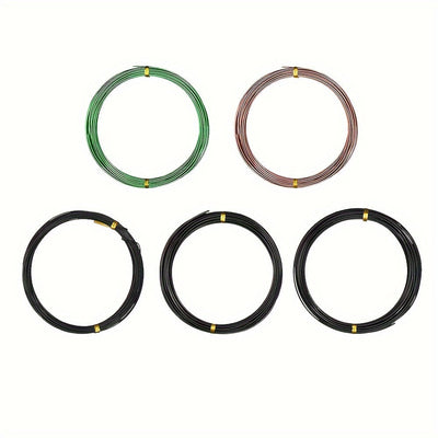 5 rollos de alambre para bonsái y kit de herramientas, incluye 164 pies de alambre para árboles en tamaños de 1mm, 1.5mm y 2mm de aluminio. Ideal para bonsáis de interior