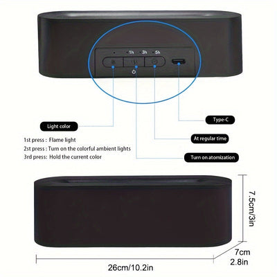 1pc Lámpara de Simulación de Fuego 150ml con Alimentación USB, Luz RGB y Temporizador para Humidificador Decorativo de Purificación del Aire para Dormitorio u Oficina