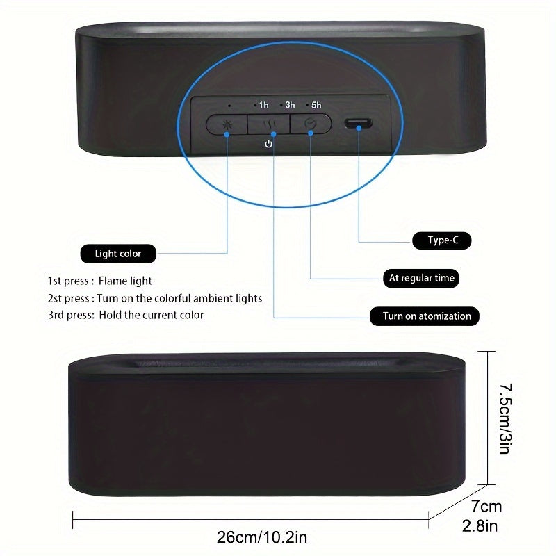 1pc Lámpara de Simulación de Fuego 150ml con Alimentación USB, Luz RGB y Temporizador para Humidificador Decorativo de Purificación del Aire para Dormitorio u Oficina