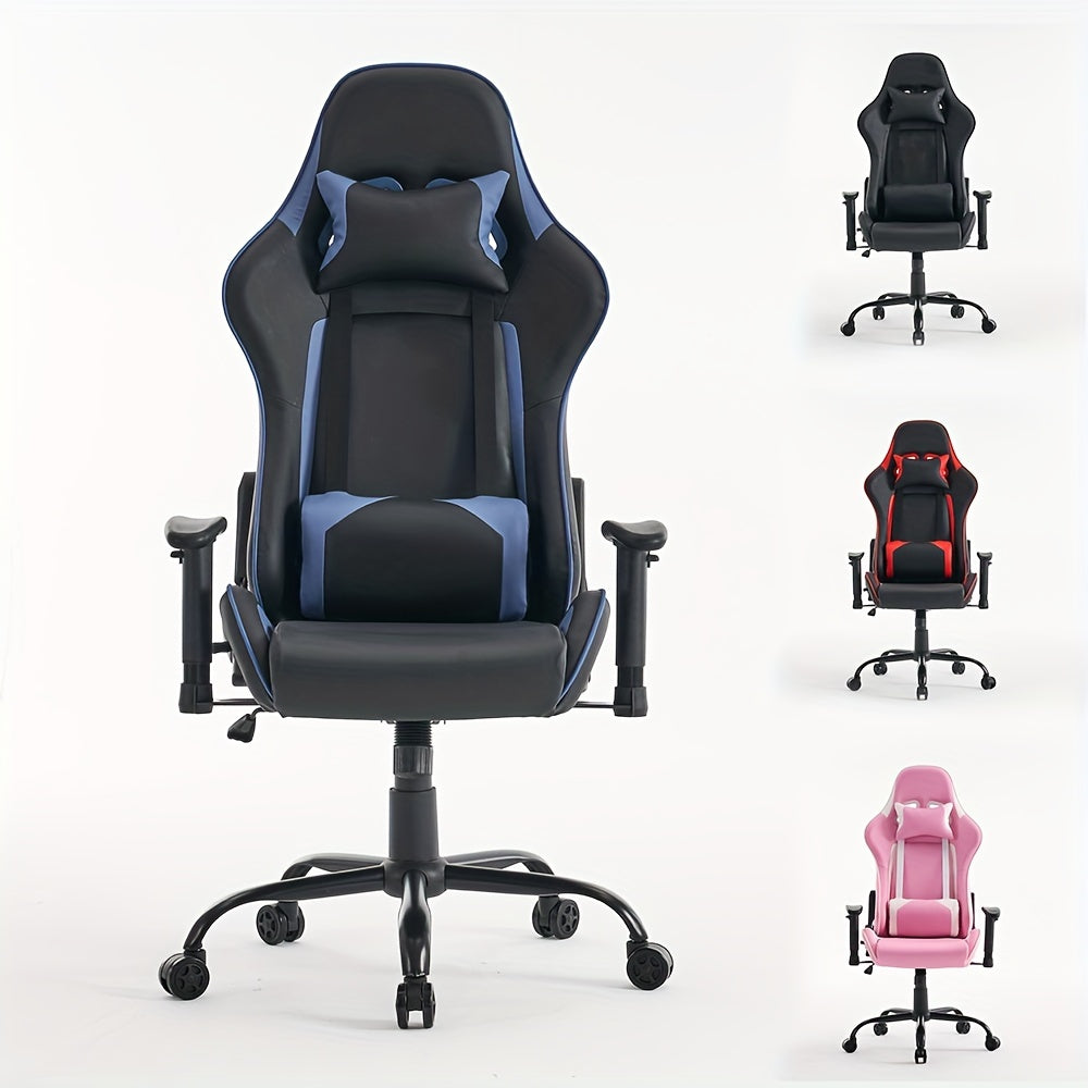 Silla de Oficina/Gaming de Estilo Vintage con Soporte Lumbar de Masaje, Altura Ajustable y Respaldo, Silla de Trabajo Giratoria Cómoda