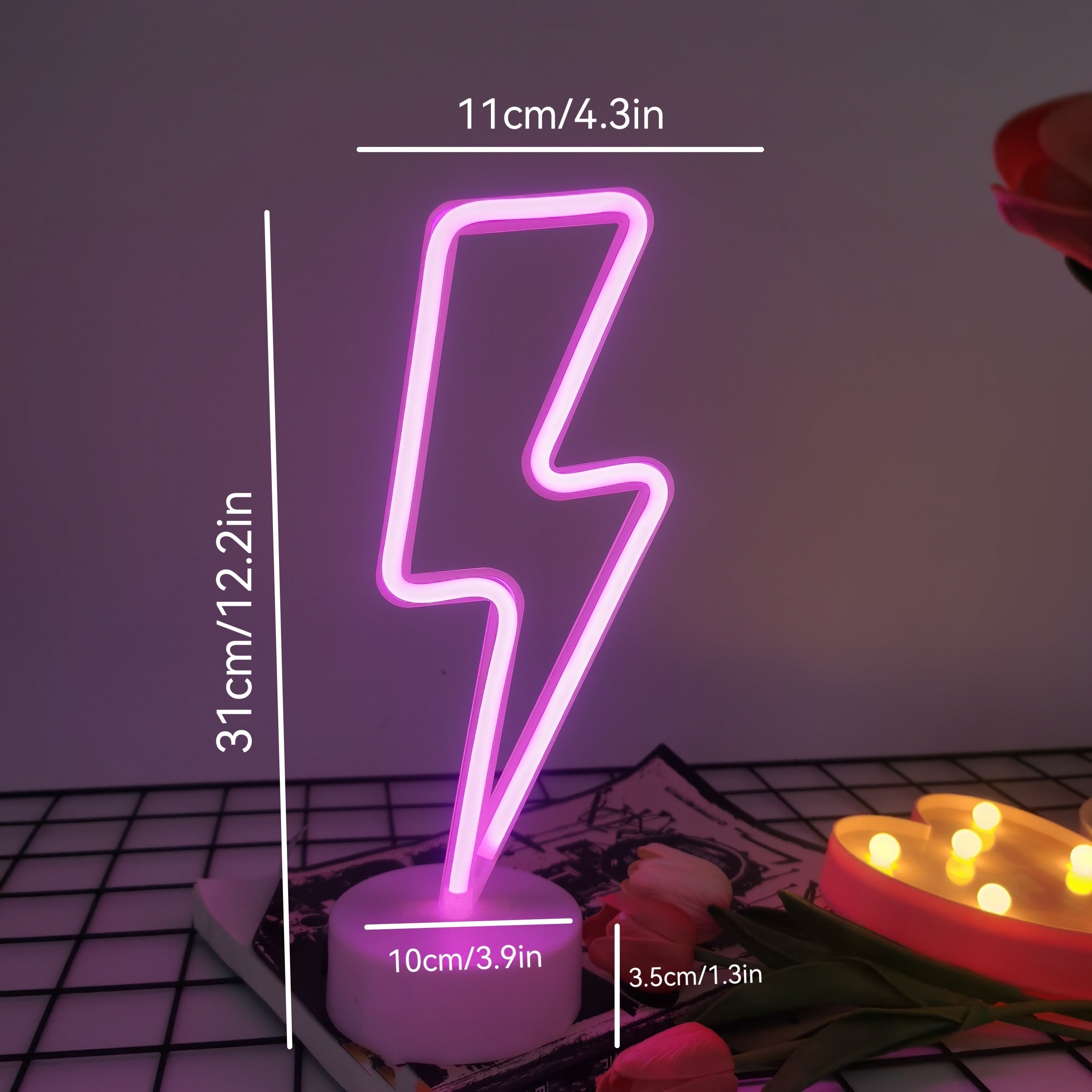 1 pieza, Lámpara de escritorio ambiental decorativa con doble alimentación, USB o batería, adecuada para la decoración de dormitorios de niños y niñas, regalo de cumpleaños de San Valentín y Día de la Madre, suministros para fiestas de bodas (baterías y