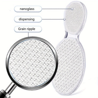 Limpiador de Uñas y Vidrio Nano Doble Cara - Amoladora Manual para Pies y Manos, Sin Necesidad de Energía, Portátil en Color Beige Claro Suave, Herramienta de Pedicura/Manicura de Calidad Profesional, Diseño Higiénico e Irrompible - Regalo Ideal de Navid