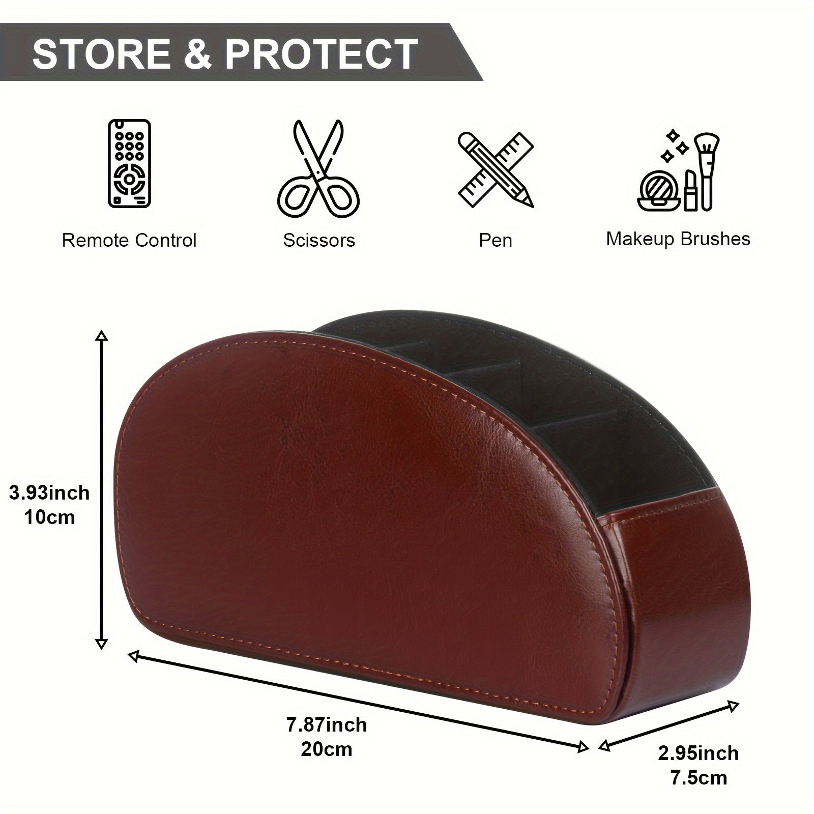 Soporte de control remoto con 5 compartimentos - Caddy de control remoto de piel sintética negra para TV, DVD, Blu-ray, reproductor de medios y control de calefacción, almacenamiento independiente, organizador de escritorio y cajón para almacenamiento en