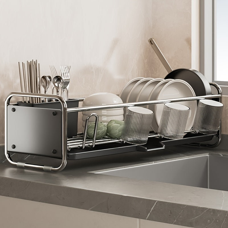 1 pieza, organizador de cocina moderno de metal para platos, tazones y cubiertos, diseño ahorrador de espacio, no requiere electricidad ni pilas