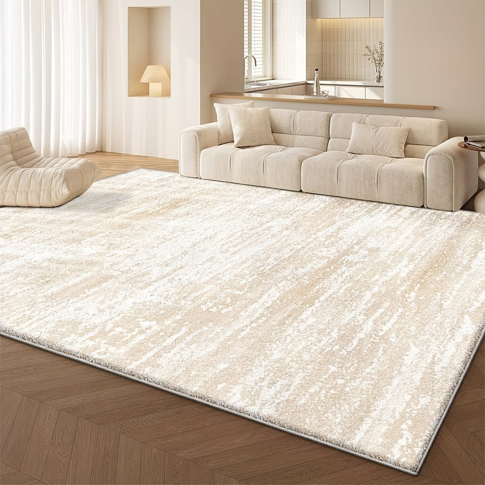 Alfombra de área minimalista moderna en terciopelo - Suave, mullida, antideslizante, lavable a máquina, diseño floral bohemio, color beige claro, perfecta para sala, dormitorio u oficina, forma rectangular, liviana y elegante, alfombras para sala