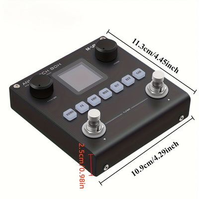 Procesador de Efectos Eléctricos Portátil para Guitarra FF Bonfires - Recargable por USB, 80 Presets, 6 Módulos de Efecto (Puerta de Ruido, Boost, Compresor, Preamplificador, EQ, Retardos y Reverberaciones), Diseño Compacto para Fácil Control con el Pie