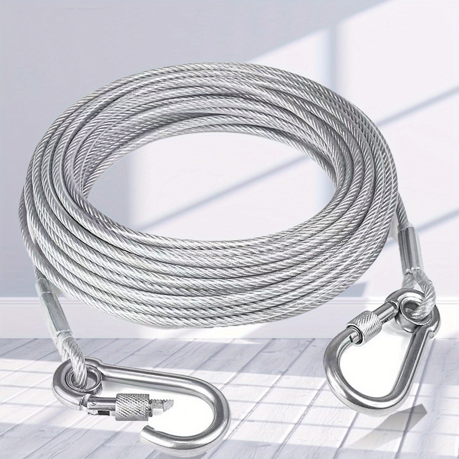 1 Juego, Línea de ropa de acero inoxidable con cable de acero duradero - Resistente a mordeduras, portátil, ideal para lavado en interiores/exterior, accesorios de camping, baños y dormitorios, equipo de camping | Línea de ropa moderna | Construcción dur