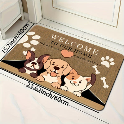 Alfombra de bienvenida con diseño de perro tierno, ideal para baño, cocina, lavandería o entrada, antideslizante, decoración navideña