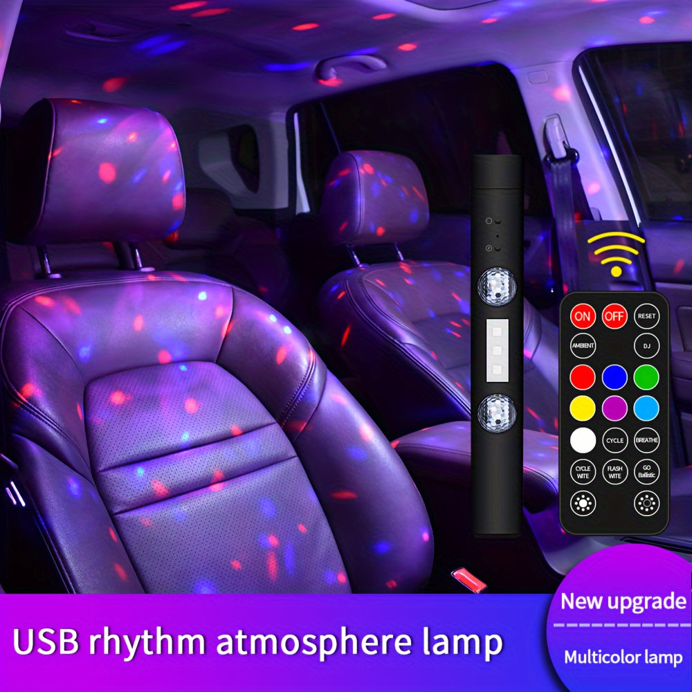 Luces de neón para automóvil multicolor LED recargables por USB con control remoto - Lámpara de ambiente de 5V para ritmo musical, decoración ambiental, iluminación de fiesta DJ - Uso versátil para vehículos y hogar
